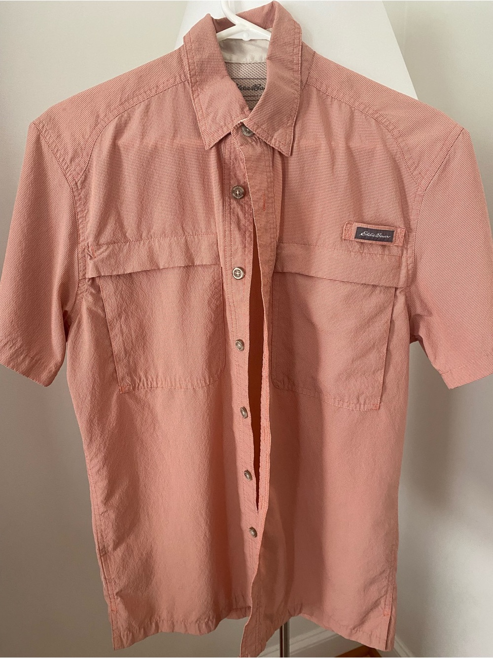 Eddie Bauer Men's Short-Sleeve Button-Down Shirt - Salmon Pink